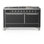 Cuisinière à double combustible 60 pouces avec 7 brûleurs scellés et plaque chauffante Majestic III Series en graphite mat (gaz naturel, garniture chromée)
