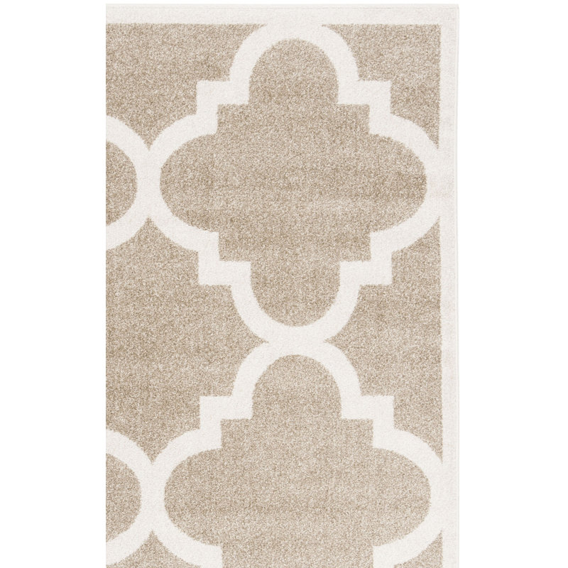 Ammundsen Geometric Wheat / Beige Area Rug, Square 5'