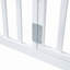 Lit simple en métal avec clôture et porte, blanc-694691159-698931187