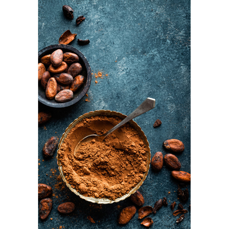 Poudre de cacao et fève de cacao, H 18 po x l 12 po