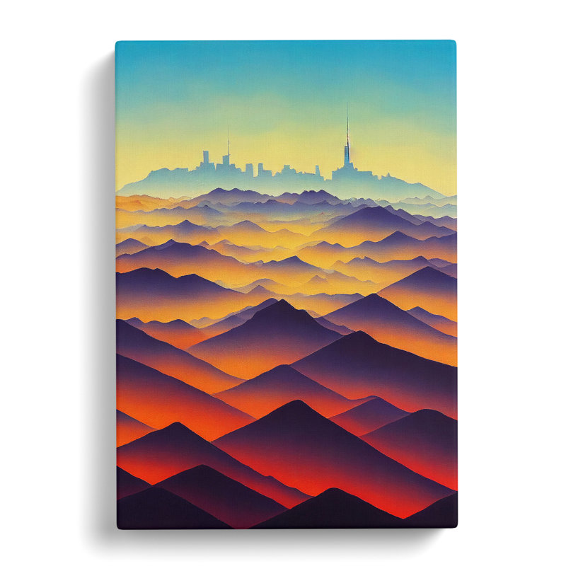 Watercoloured Mountain Landscape No.6 - Wrapped Canvas Print, 50cm H x 35cm W x 3cm D