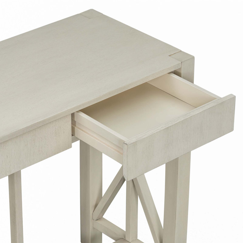 Console en placage d'acacia 60 po avec 4 tiroirs spacieux, Beige