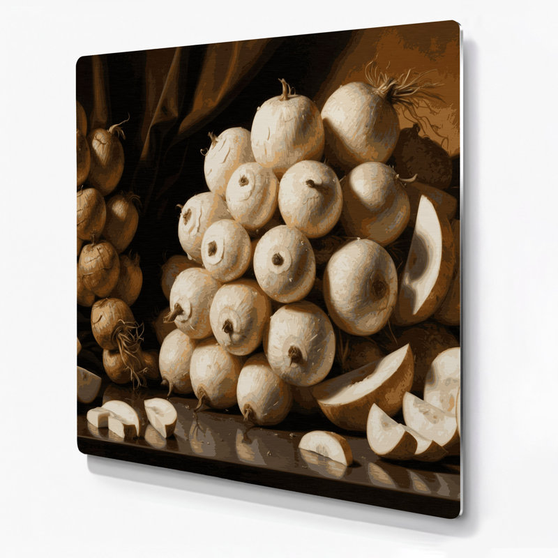 Art mural en métal légumes jicama brun, H 32 po x l 32 po