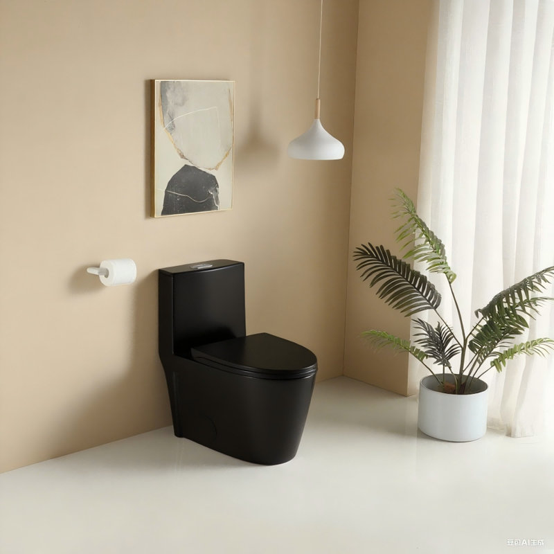 TONA 1.1/1.6 GPF Dual-Flush One Piece Elongated Toilet Floor Mounted Soft Close Toilet(Seat Included), Matte Black