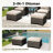 5-Piece PE Wicker Patio Furniture Set with 2 Chairs,Ottomans,Side Table & Beige Cushion-1550034389