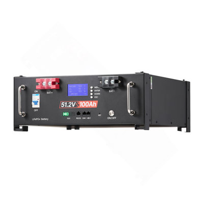 Batterie au Lithium 48V 100Ah Lifepo4, BMS intégré 100A, batterie Lifepo4 pour support de serveur 51,2V avec Bluetooth, capacité de 5,12 kWh, maximum de 6 000 cycles, écran LCD, pour réseau hors-réseau, système solaire, alimentation de secours
