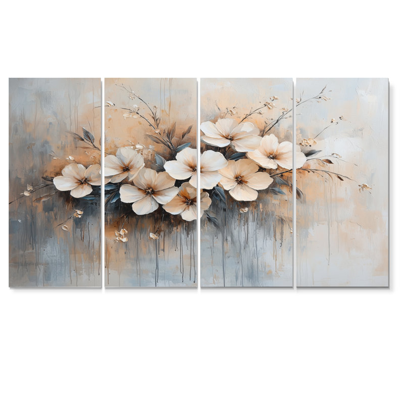 Barrows - Violets Wall Decor - Traditional Wall Art, 4 pièces, H 32 po x l 64 po