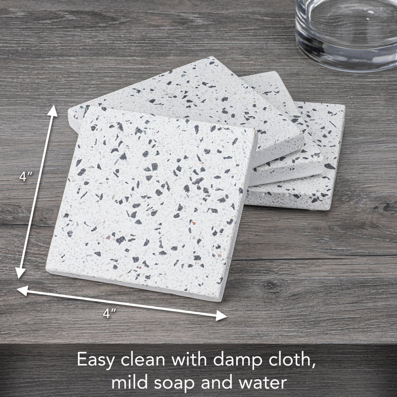 Stoneware Round 4 Piece Coaster Set