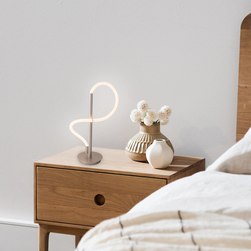 Ravensworth LED Table Lamp, Flexible Polycarbonate Light, Matt Nickel, Non-Dimmable