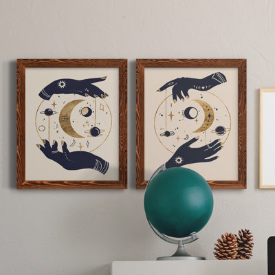 Moon Hands I - Ensemble de 2 reproductions d'art sur toile