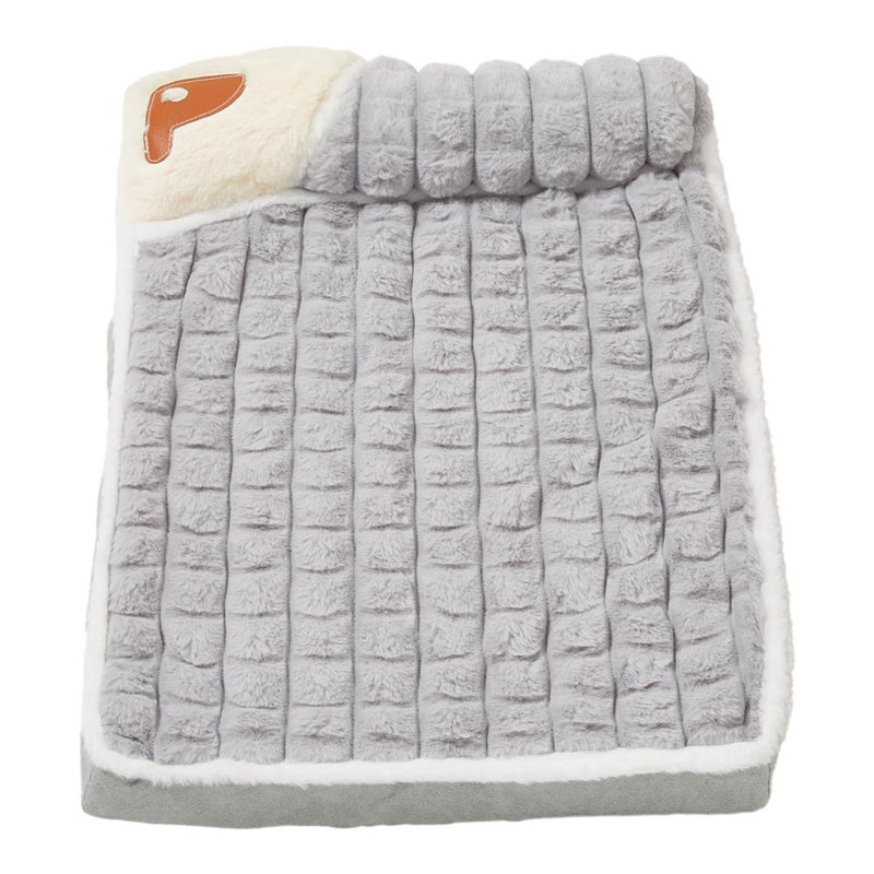 Seabron Faux Fur Pet Bed, 8cm H x 60cm W x 40cm D, Grey