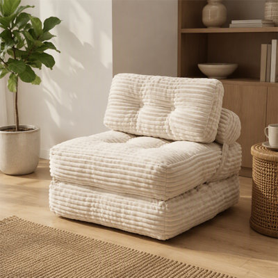 Canapé-lit pouf pliable et portatif avec dossier coussin, fauteuil-lit double fonction pour salon ou chambre