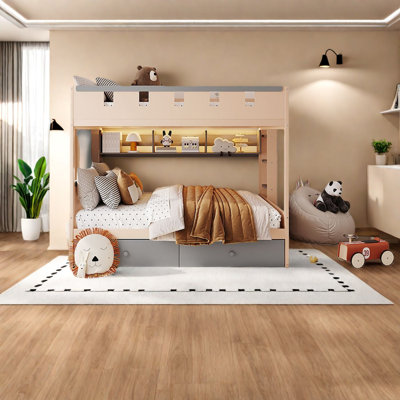 Storage Full Wood Beds, Castle Style Modern Bunk Bed For Family Home
