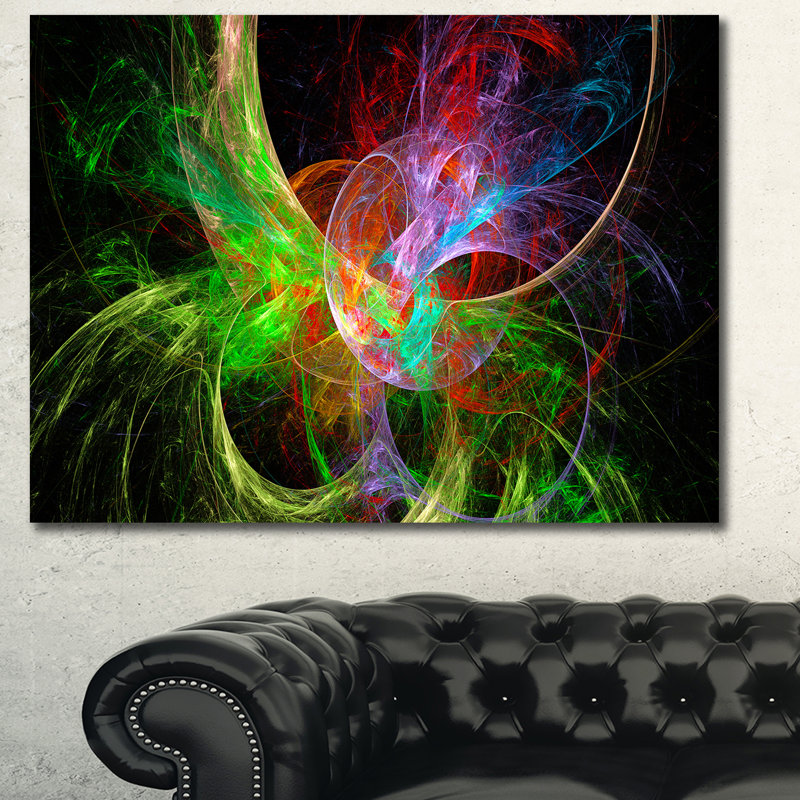 « multi-color fractal abstract design », impression sur toile tendue en vert/rouge/noir, H 20 po x l 20 po x P 1 po