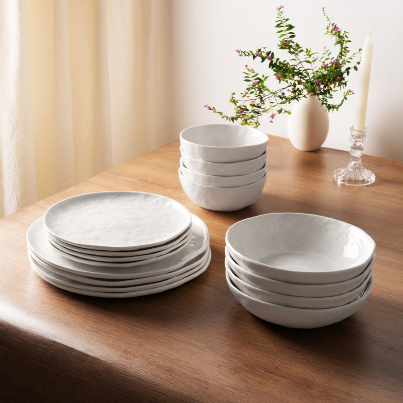 Service de table en porcelaine 16 pièces pour 4, assiettes et bols en céramique, vaisselle moderne