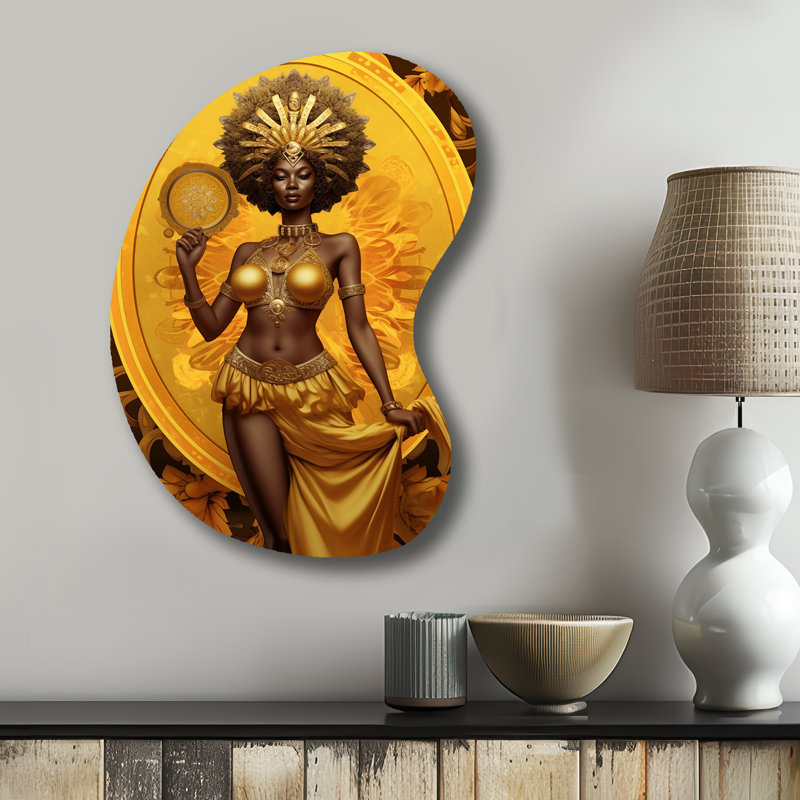 Greer - forme de flèche femme afro-américaine - art mural métallique asymétrique, H 31 po x l 22 po