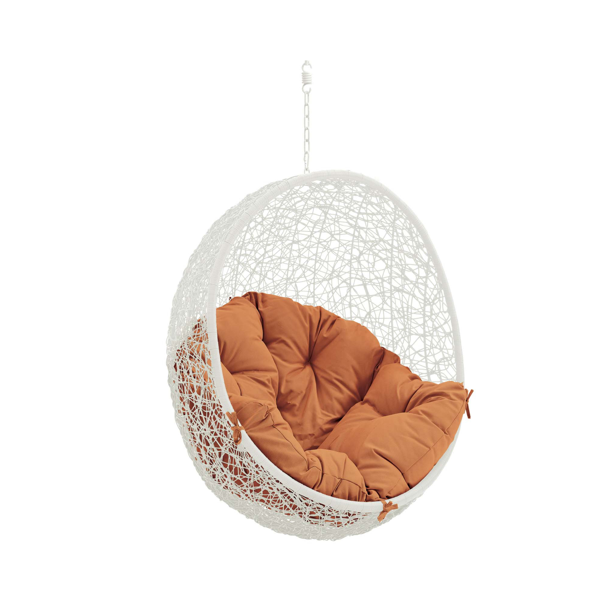 Modway Hide Outdoor Patio Swing Chair Without Stand, White/Orange