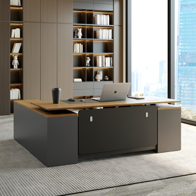 Electrically Height-Adjustable 78" Executive Office Desk, with Cable Management and Power Station