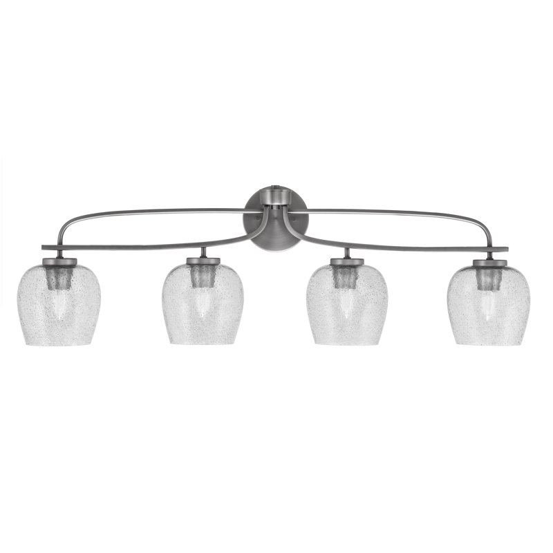 Barre d'éclairage de salle de bain 4 lumières Cavella au fini graphite avec verre de 6 po, Bulles / fumée