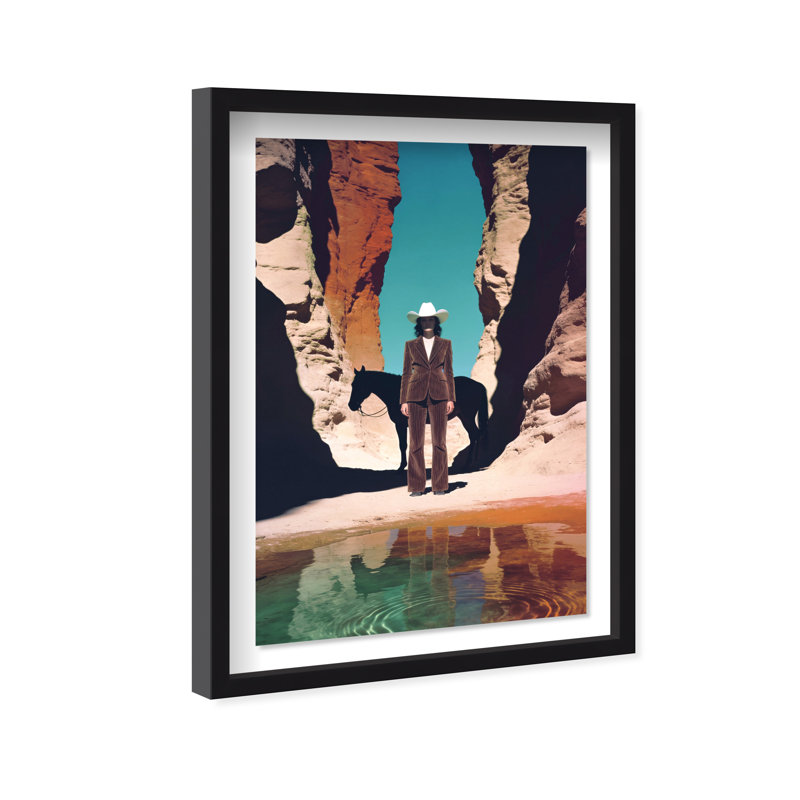Cowgirl's Surreal Print by Oliver Gal, 31.5"H x 46.5"W, Black Shadowbox