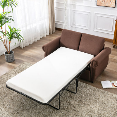 57.5" Orisfur Pull Out Sofa Bed Loveseat Sleeper With Twin Size Memory Mattress For Living Room Spaces