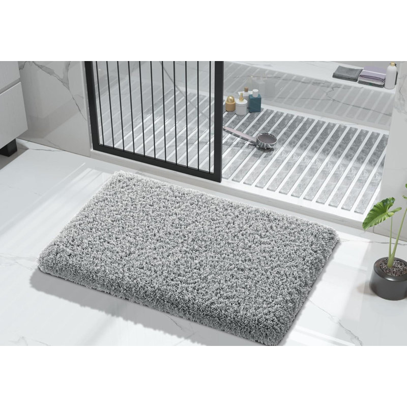 Tapis de salle de bain luxueux et moelleux, tapis de bain moelleux et moelleux super élastique, absorbant l'eau antidérapant, tapis en microfibre à poils longs robuste et facile à sécher