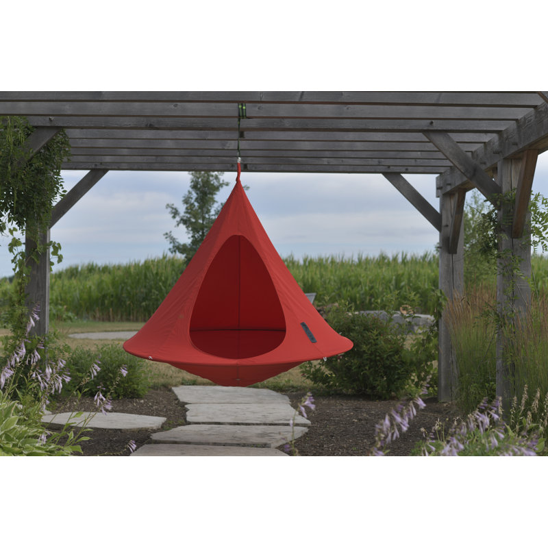 Bonfire Red Hanging Cacoon Pod Chair with Aluminum Frame
