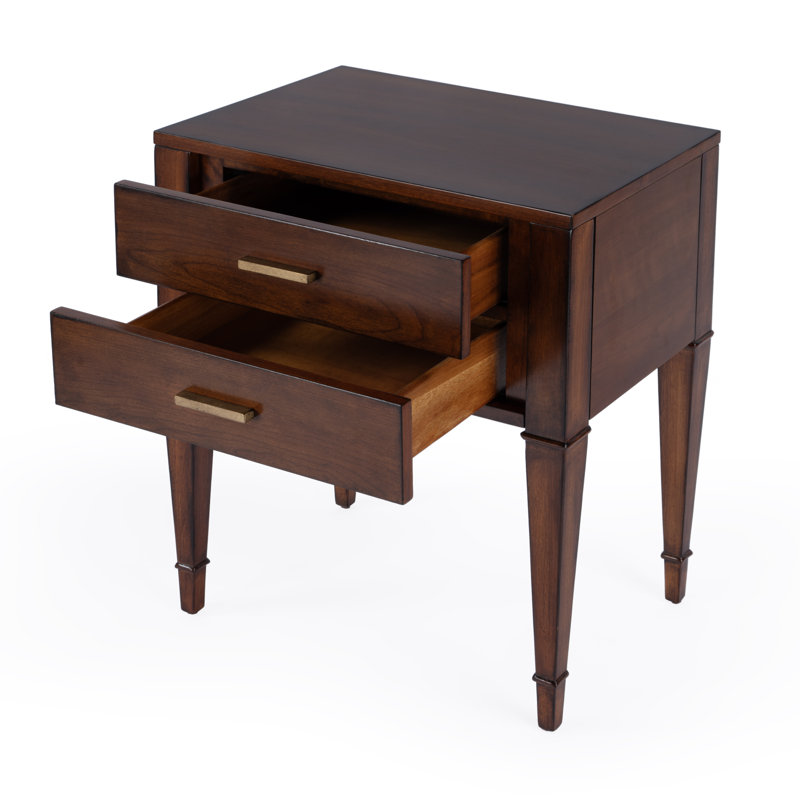 Kai Black 2 Drawer Nightstand, Antique Cherry
