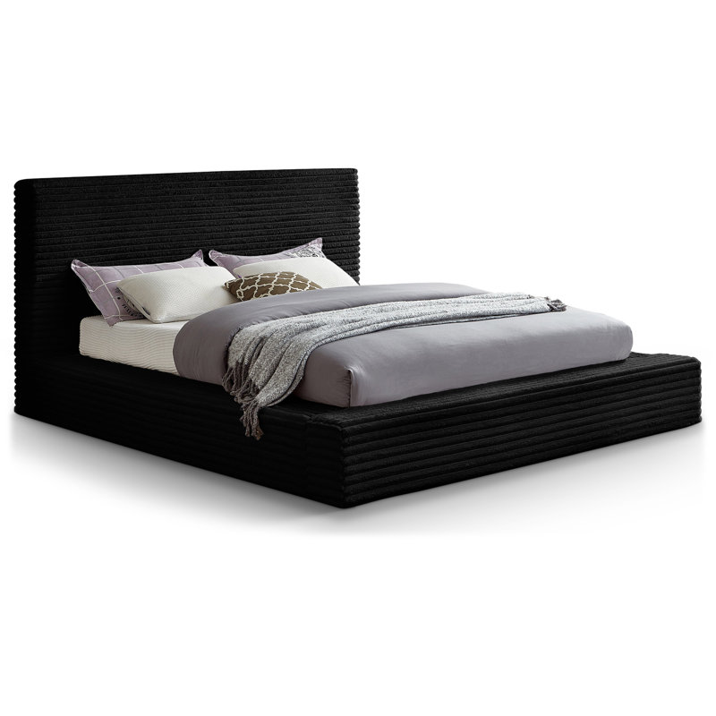Dexter Corduroy Fabric Bed, Queen, Black Corduroy Fabric