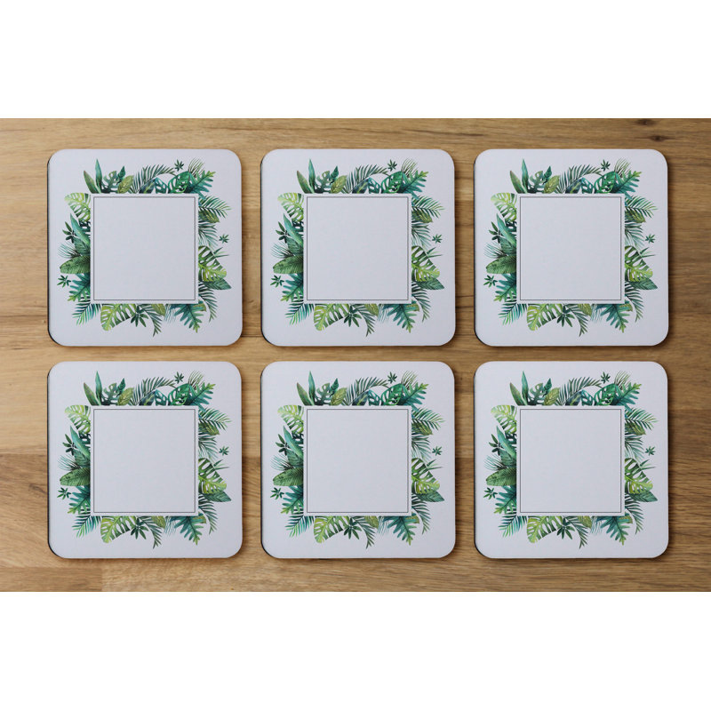 Square 6 Piece Coaster Set, Green