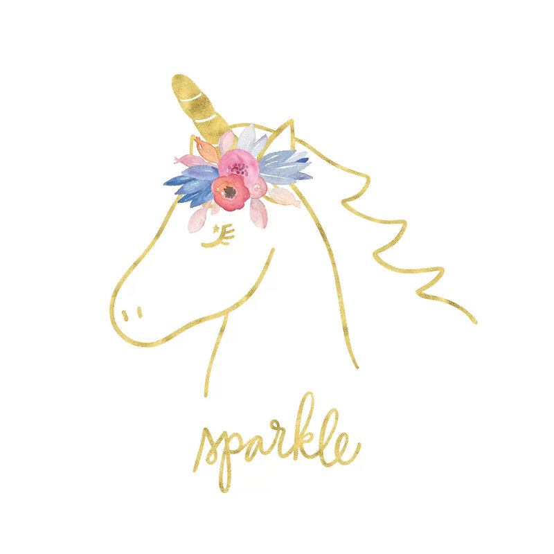 Golden Unicorn III Sparkle by Noonday Design - Wrapped Canvas Print, 45.72 cm H x 45.72 cm W x 3.175 cm D