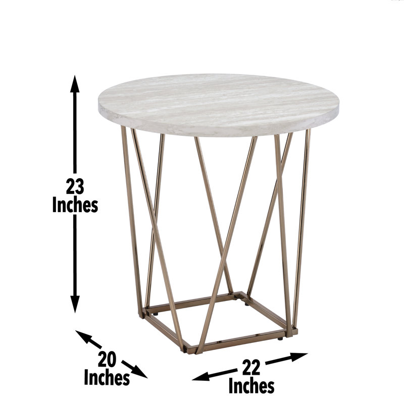 Rowyn - Ensemble de table 3 pièces, plateau en faux marbre - Blanc