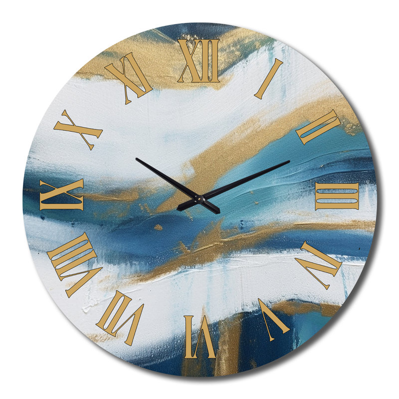 Essentiel minimaliste abstrait bleu abstrait II - horloge murale abstraite, Très grand