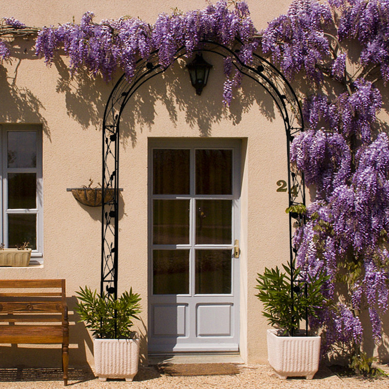 Arche de jardin en treillis noir - traitement rouille, l 96,38 po Haut, pour la décoration extérieure en métal facile d'entretien, 15,77 de large,
