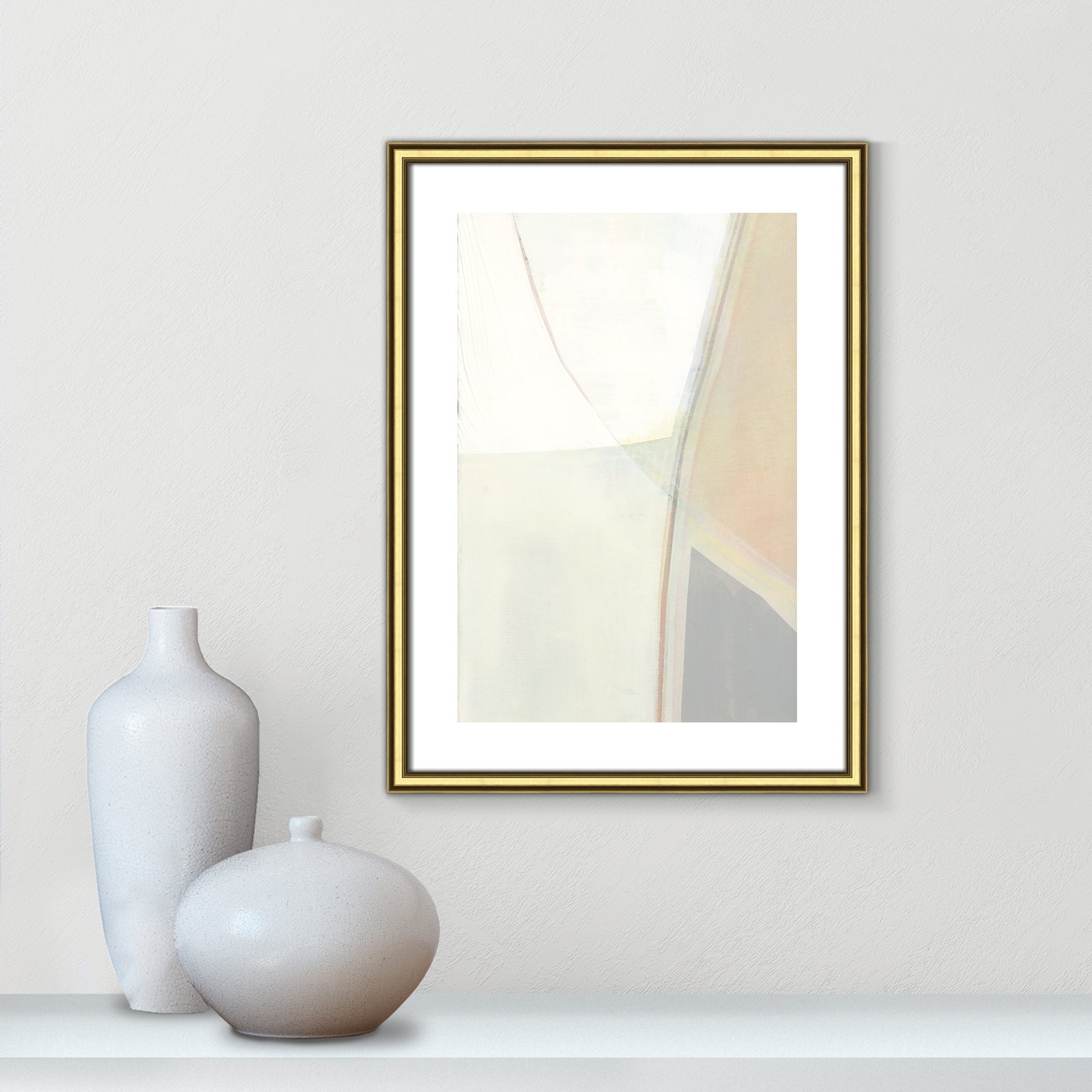 Alexandria "In Neutral II" Painting by Cartissi, Gold Framed Paper, 23" H x 17" W x 0.88" D