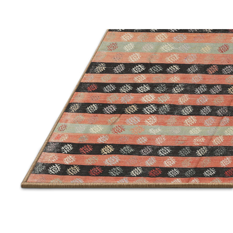 Tapis rose/noir contemporain, Rectangle 7 pi x 10 pi