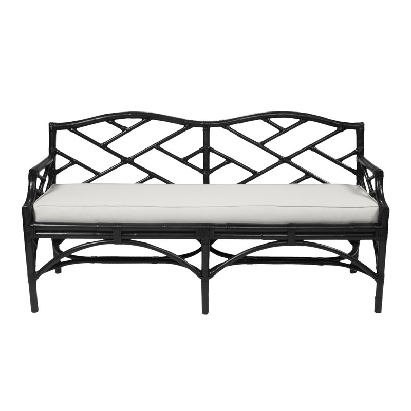Chippendale Upholstered Bench, Black