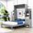 Murphy Bed Wall Bed with Shelves, Drawers and LED Lights-96227678-123407981