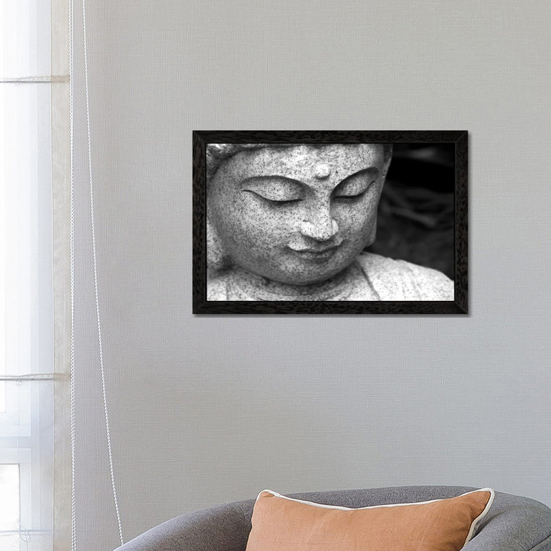 Chinese Buddha - Floater Frame Print on Canvas, Black, 30.48 cm H x 91.44 cm W