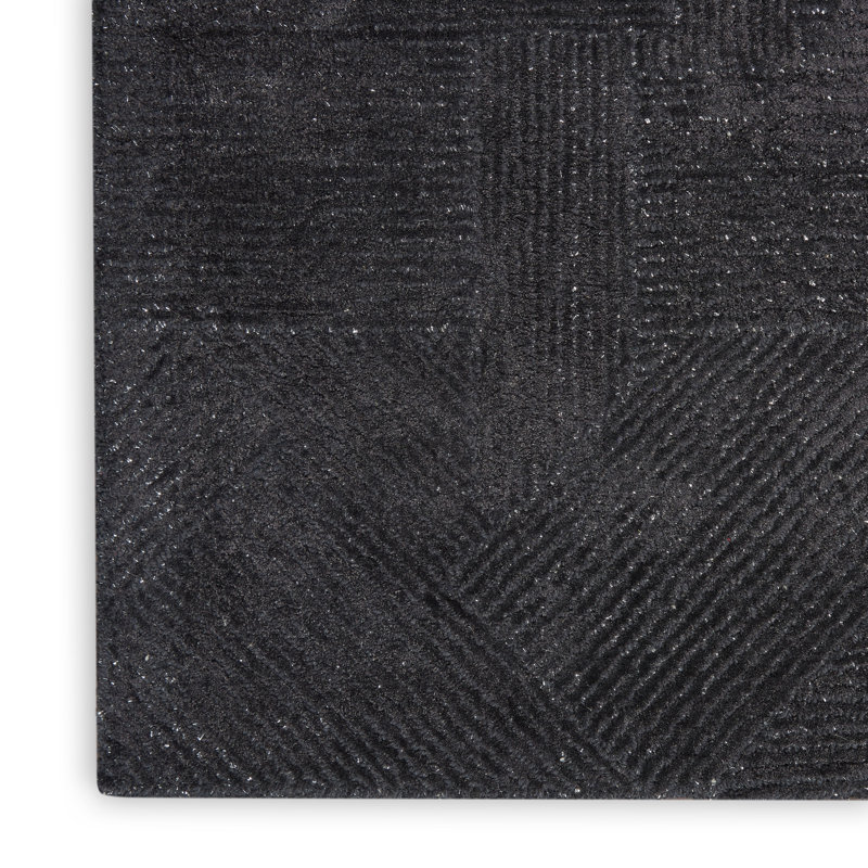 Castone Geometric Area Rug in Black, Rectangle 7'9" x 9'9"