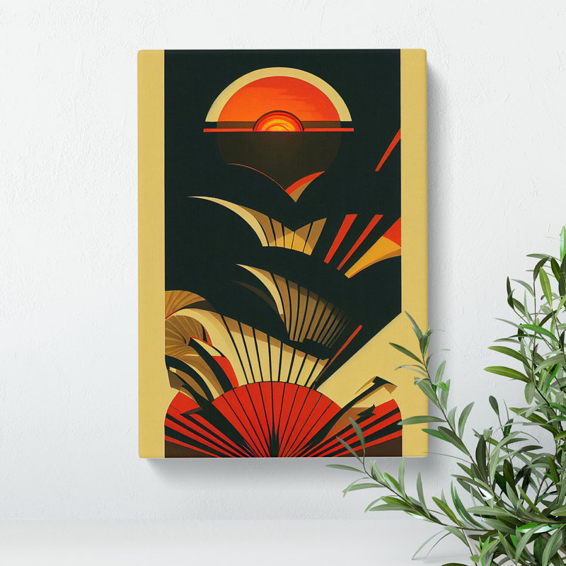 Retro Sunset Art No.1 - Wrapped Canvas, 60cm H x 40cm W x 3cm D