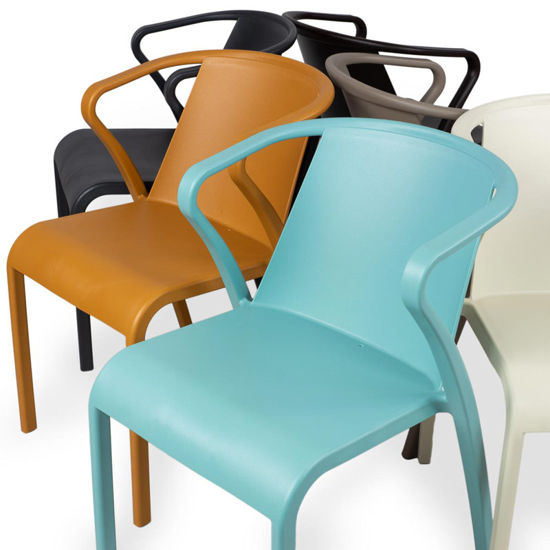 Horka Stacking Patio Dining Armchair with Cushion, Taupe