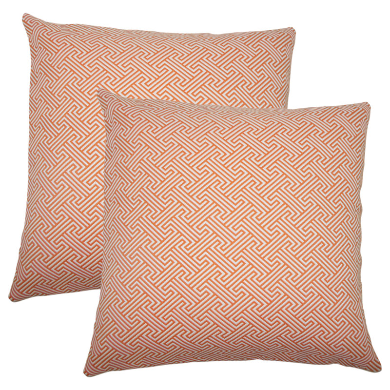 Geometric Feather Reversible Throw Pillow, Orange
