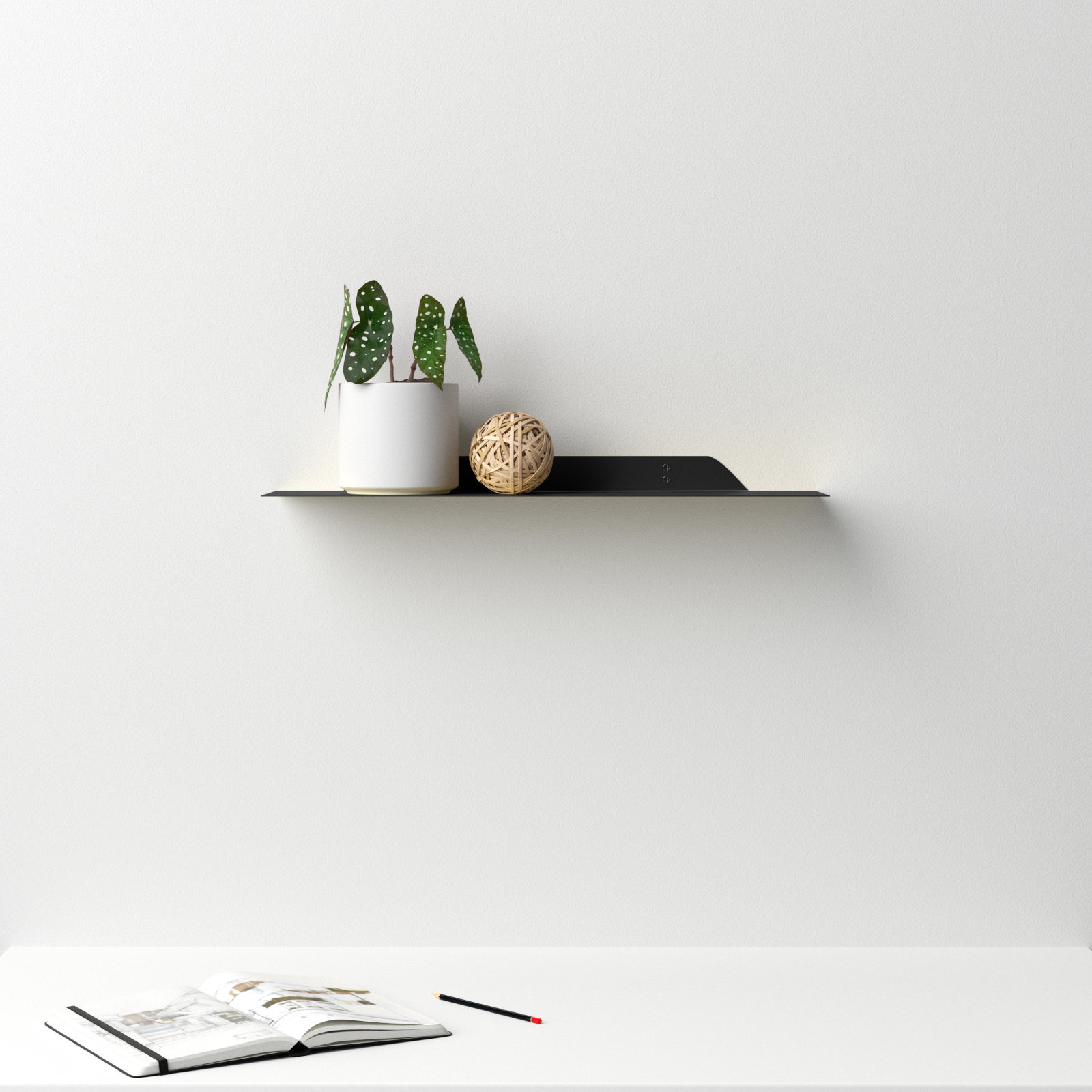 Maja Metal Floating Shelf, 1.75" H x 24" W x 6" D, Black