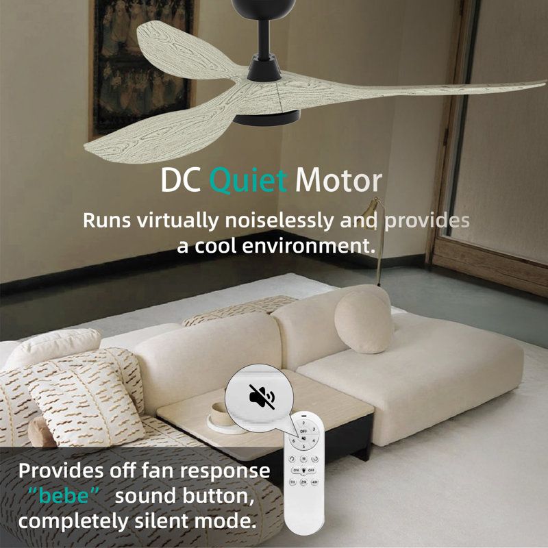 Ventilateur de plafond à DEL 52 po avec télécommande Ulanda, Noir avec pales grises