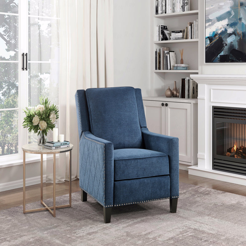 Avec fauteuil inclinable et fauteuil inclinable moderne en tissu texturé bleu, Bleu