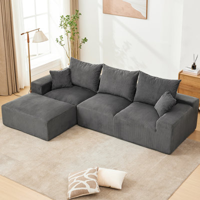110" Modular Sectional Sofa, L-Shaped Cloud Couch with Chaise Lounge, Boneless Deep Seat Sofa for Living Room, Apartment Furniture Sets, Plush Chenille Fabric, No Assembly Required