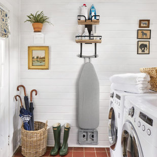 Ironing Board Hanger Wall Mount, 2-Layer Iron And Ironing Board Holder, Removable Hooks Home Organization And Storage