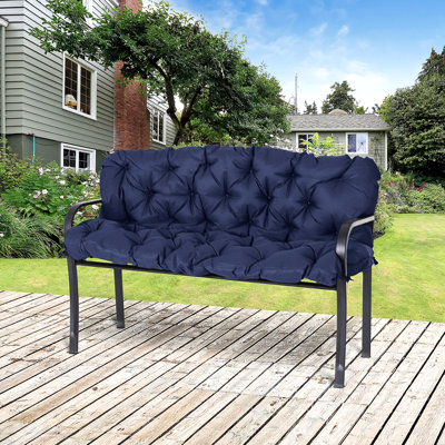 Coussins de banc Outsunny capitonnés pour le mobilier d'extérieur, remplacement de 3 places pour la balançoire, canapé / canapé de patio, rembourrés, dossier inclus, bleu foncé