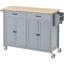 Chariot pour îlot de cuisine avec plateau en bois massif et roues verrouillables, largeur de 54,3 pouces, armoire à 4 portes et deux tiroirs, support à épices, porte-serviettes-121085326